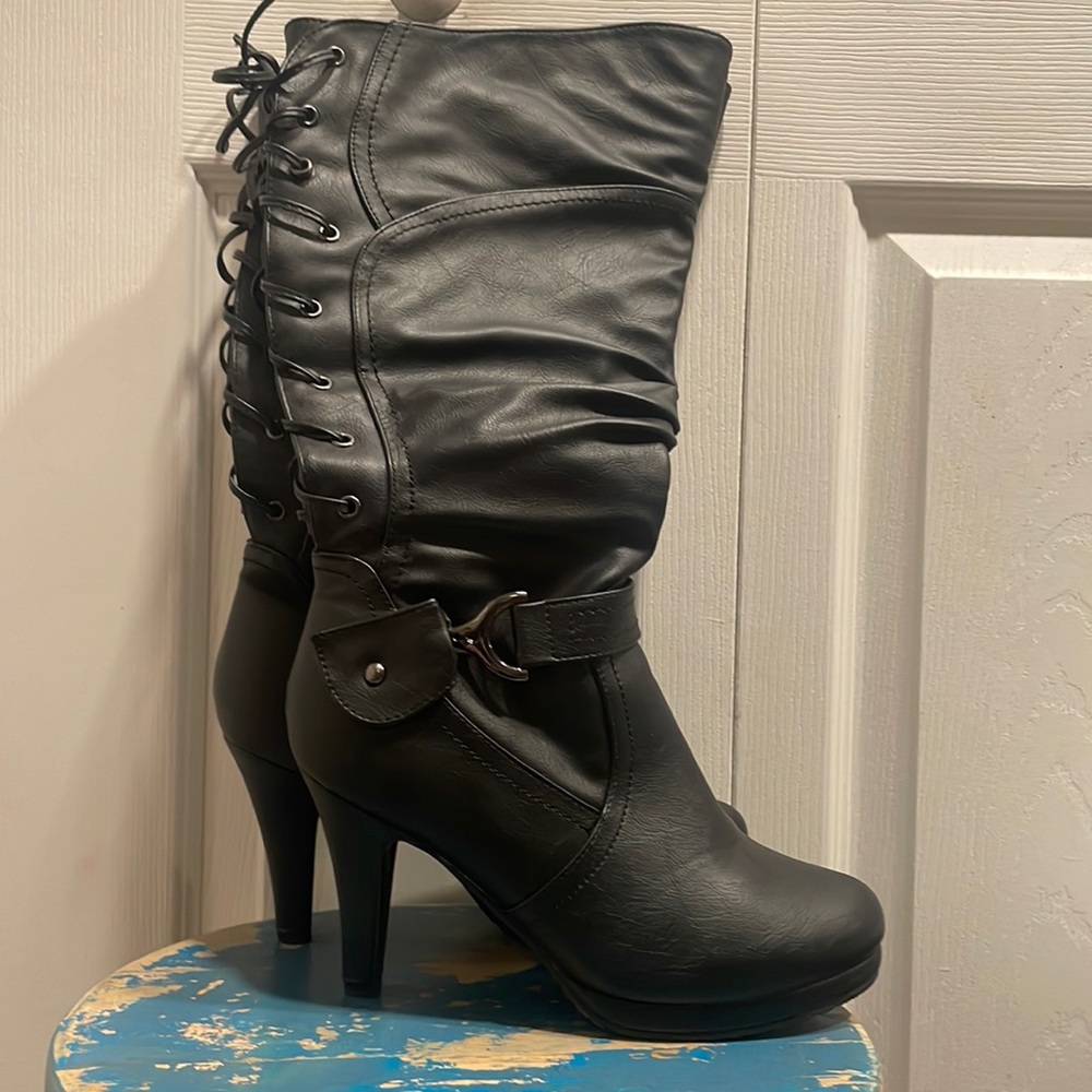 New sexy leather lace up boots - biker chic - pirate costume - cosplay